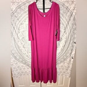 Zenana Outfitters Fuchsia Long Sleeve Dress